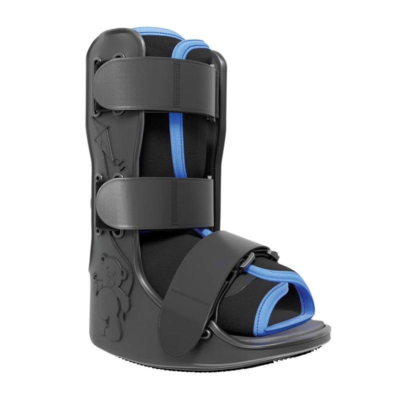 Braceapedia Pediatric Buddy Boot, Kids Medical Grade Left/Right Foot & Ankle Support Brace, Sprain & Injury Recovery Walker Boots, Kids Ankle Brace for Sports and Recovery, Medium Blue Liner, Black - Image 1
